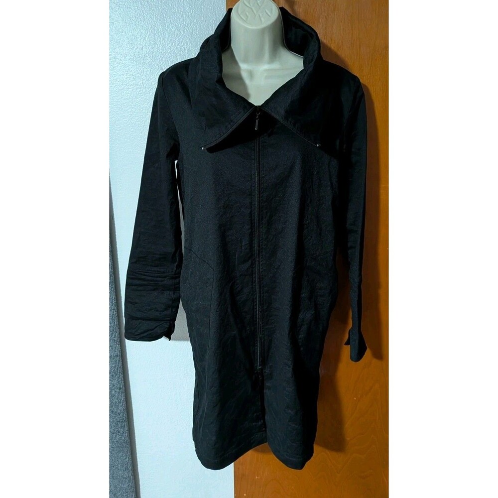 Porto San Francisco Long Lightweight Jacket Black Size 1 Small Big Collar Zip